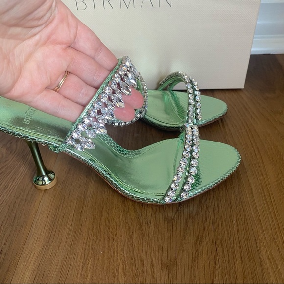 Alexandre Birman KARINA 85 MINT Green Heeled Sandals with Crystals  36/6 - Picture 4 of 12